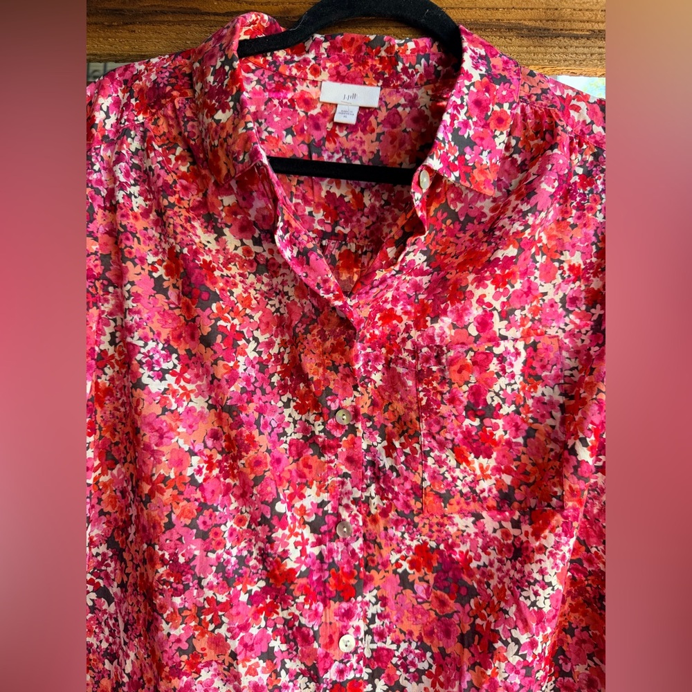 J.‎ Jill Vibrant Floral Blouse - Pink and Red - Picture 3 of 7